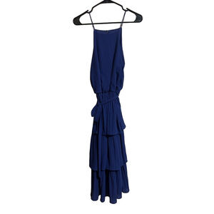 She + Sky High Neck Ruffle Tie Waist Midi Dress Size Large